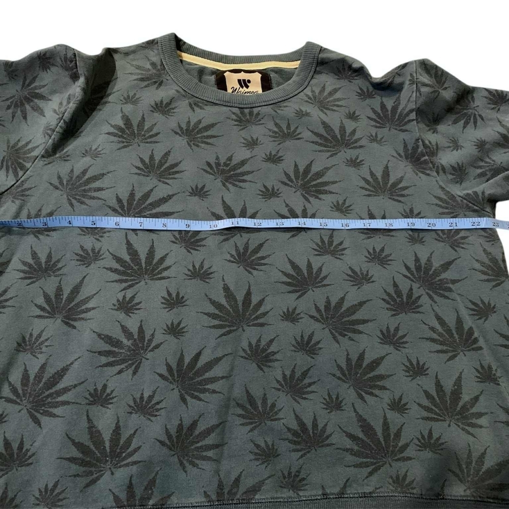 Stylish Blue Leaf Pattern Crewneck Sweatshirt - image 5